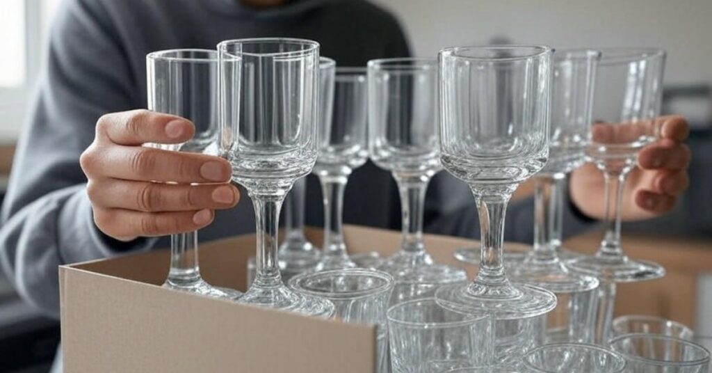 how to pack glasses for moving